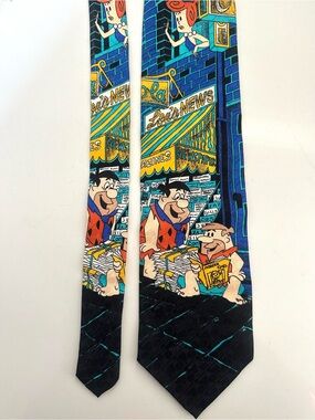 Vintage Hanna Barbera Flintstones Silk Tie Fred Flintstone Barney Rubble Wilma
